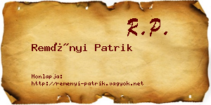Reményi Patrik névjegykártya